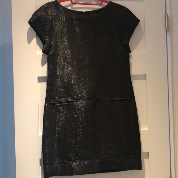 THEORY Cap Sleeve Metallic Wool Shift Dress - Picture 6 of 6